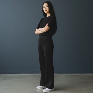 Vintage Connected Apparel Black Dress Pants Stretchy Wide Leg Sz 8P